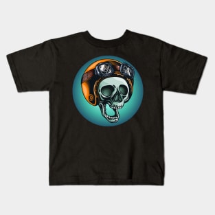 Skull Helmet Rider Kids T-Shirt